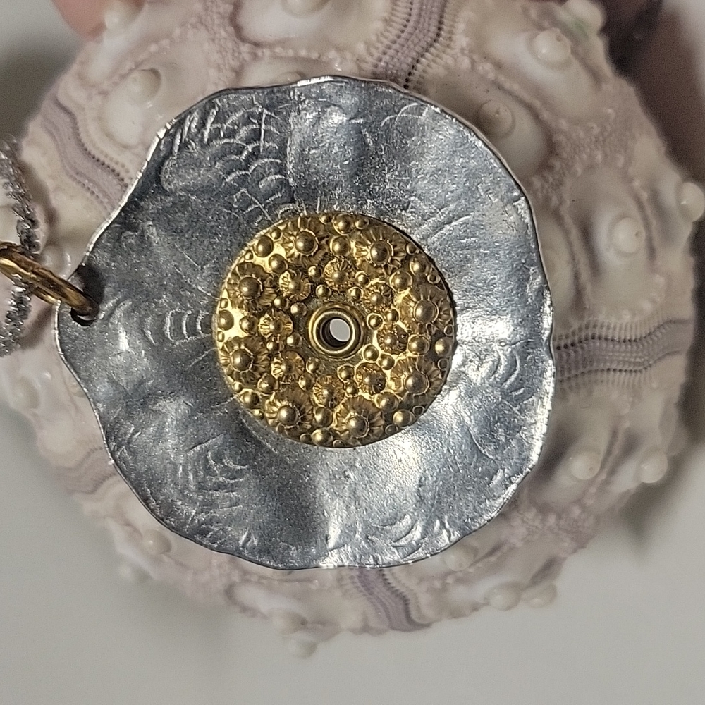 Sea Urchin pendant set- on .925 adjustable chain AND EARRINGS! - Picture 3 of 13